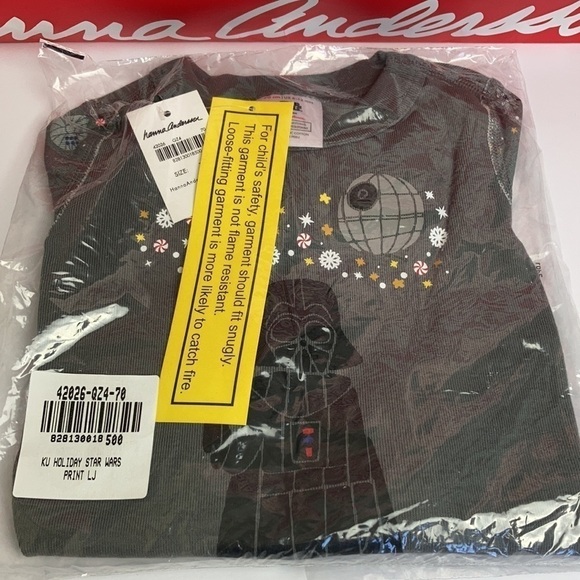 Hanna Andersson NWT Star Wars Darth Vader Long Johns Pajamas Organic Scandi Kid - Picture 3 of 7